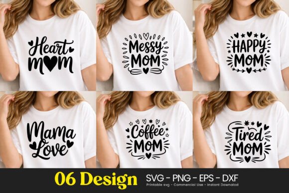 Heart Messy Happy Mom Quotes SVG PNG Graphics & Illustrations