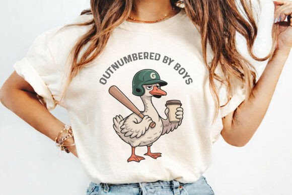 Outnumbered by Boys Mom Goose SVG, PNG for Graphics and T-Shirt Designs