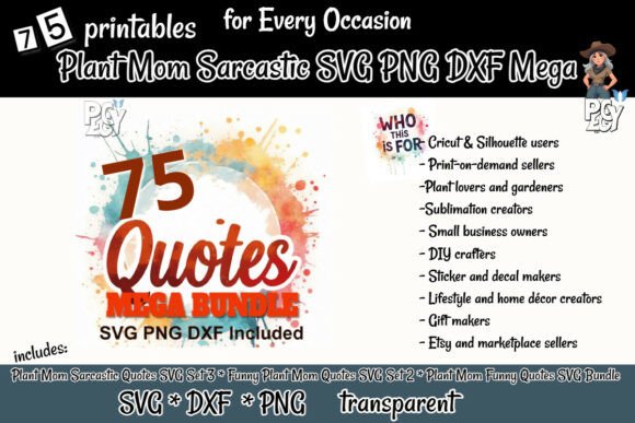 Plant Mom Sarcastic SVG PNG DXF Mega Review